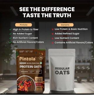 PINTOLA 25G Whey Protein Added OATS, Chocolate 400g | 0% Refined Sugar | Gluten Free | 8g Fibre | With Almonds, Raisins, Pumpkin & Chia Seeds | Perfect Breakfast - view 4